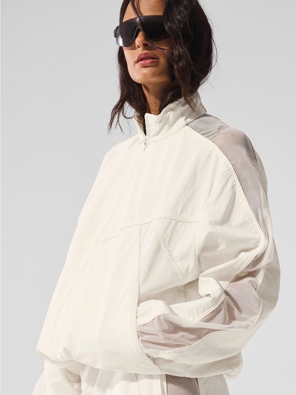 NWT ALO Yoga Women's Origin Full-Zip Track Jacket in Ivory. Size M